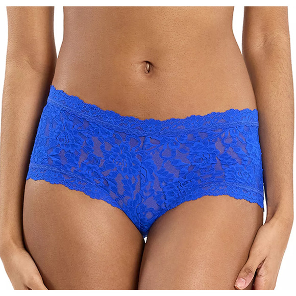 HANKY PANKY SIZE XSMALL LACE SIGNATURE BOY SHORT PANTY SAPPHIRE BLUE NWT - Picture 1 of 10